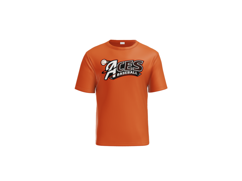 Aces Baseball Pinstripe Performance Tee - Deep Orange