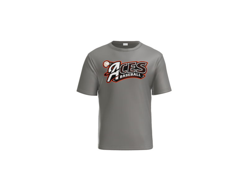 Aces Baseball Pinstripe Performance Tee - Grey Concrete