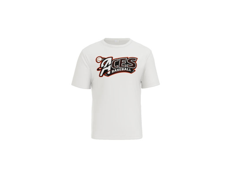 Aces Baseball Pinstripe Performance Tee - White