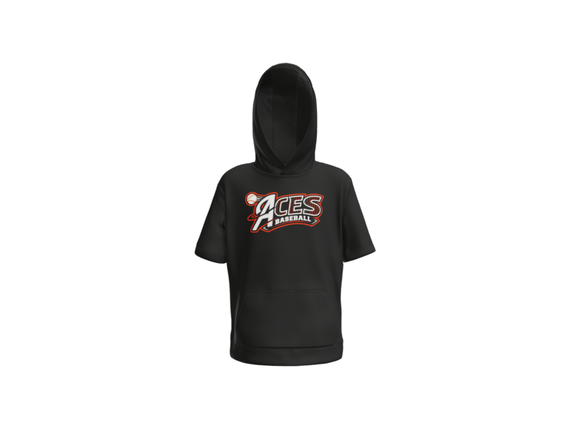 Aces Baseball Pinstripe Youth Short Sleeve Performance Hoodie - Black