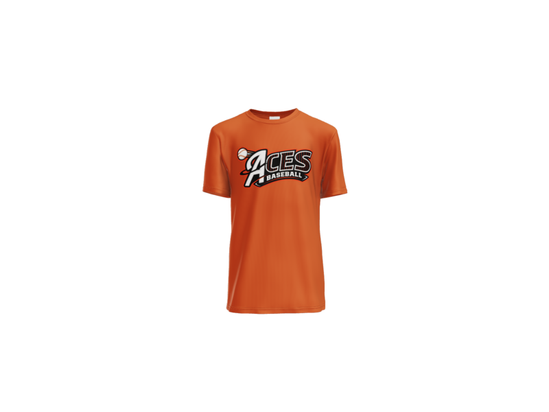 Aces Baseball Pinstripe Youth Performance Tee - Deep Orange