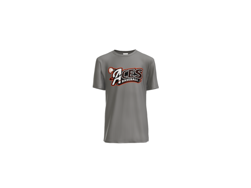 Aces Baseball Pinstripe Youth Performance Tee - Grey Concrete