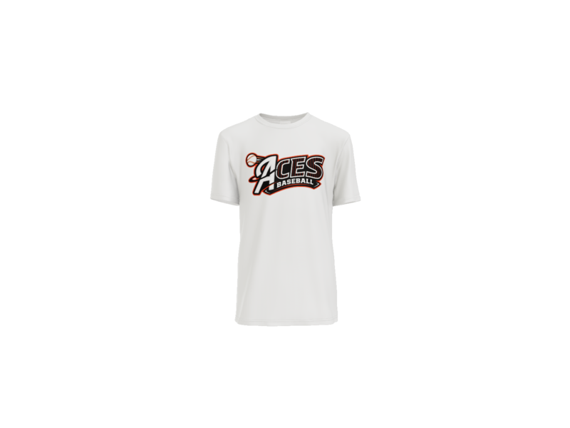 Aces Baseball Pinstripe Youth Performance Tee - White
