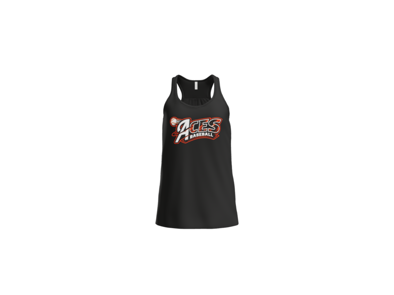 Aces Baseball Distressed Women's Flowy Racerback Tank - Black