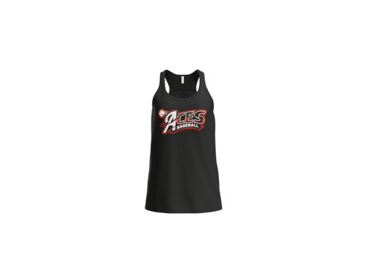 Aces Baseball Distressed Women's Flowy Racerback Tank - Black