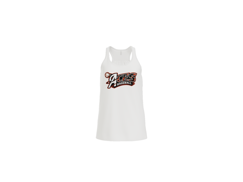 Aces Baseball Distressed Women's Flowy Racerback Tank - White