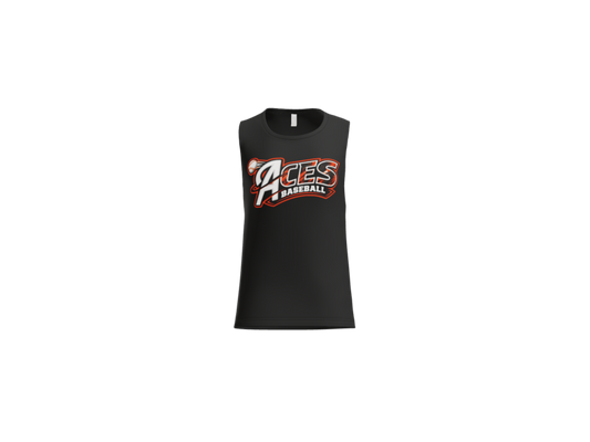 Aces Baseball Distressed Women's Flowy Muscle Tank - Black