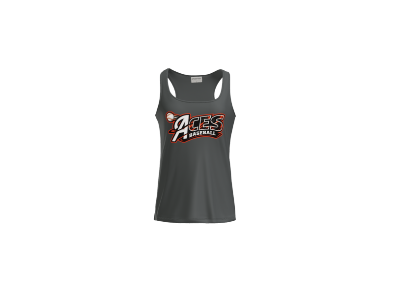 Aces Baseball Distressed Women's Racerback Performance Tank - Iron Grey