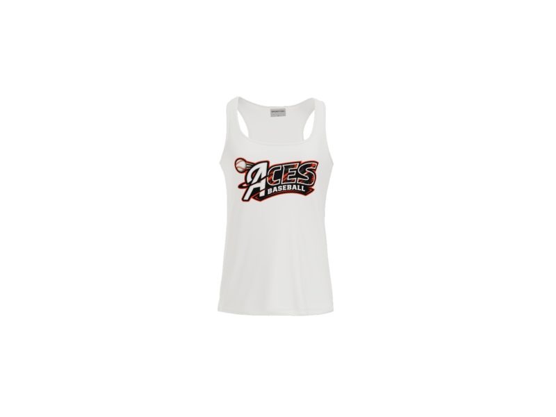 Aces Baseball Distressed Women's Racerback Performance Tank - White