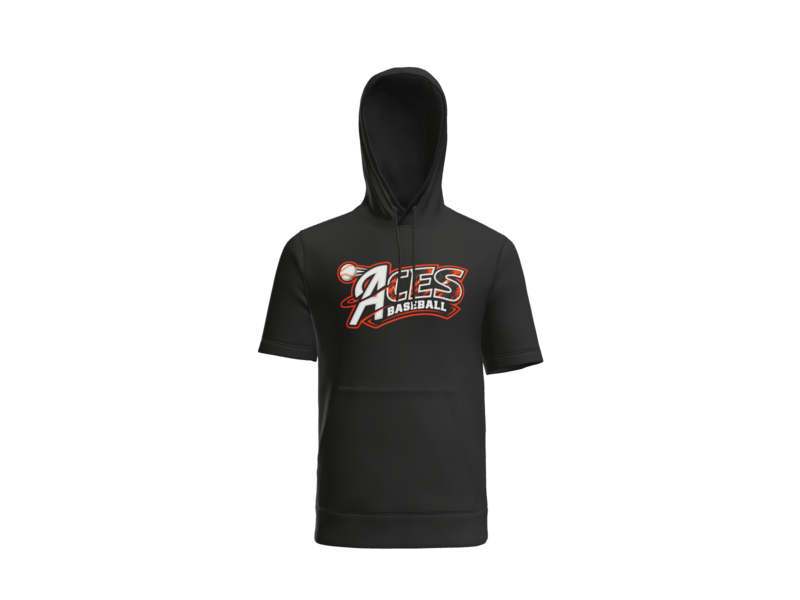 Aces Baseball Distressed Short Sleeve Performance Hoodie - Black