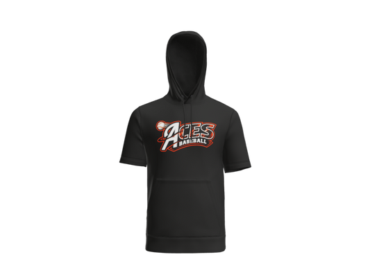 Aces Baseball Distressed Short Sleeve Performance Hoodie - Black