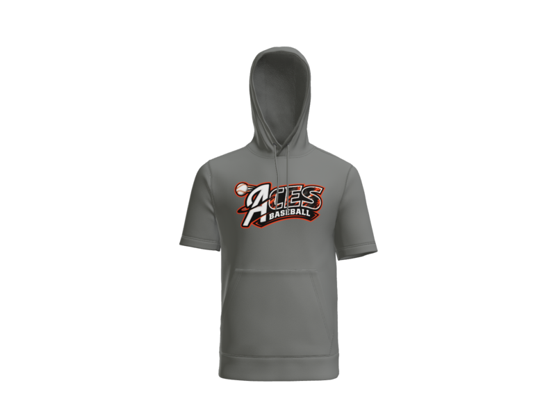 Aces Baseball Distressed Short Sleeve Performance Hoodie - Dark Smoke Grey