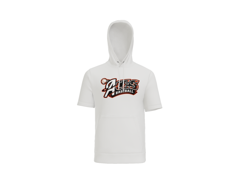 Aces Baseball Distressed Short Sleeve Performance Hoodie - White