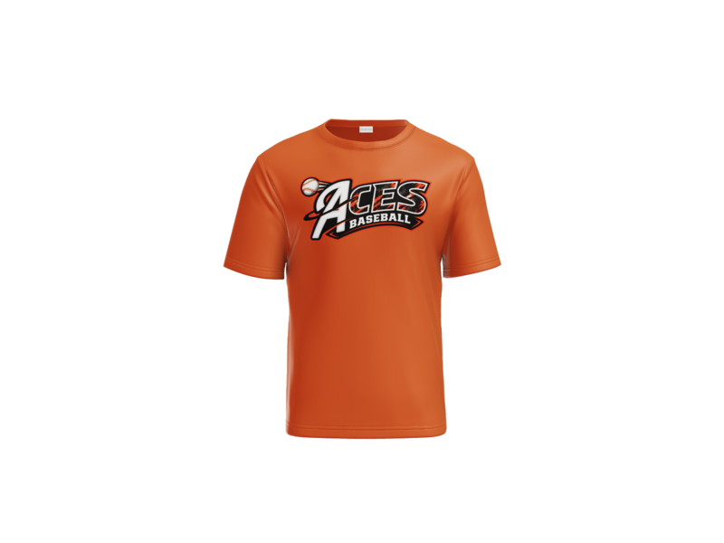 Aces Baseball Distressed Performance Tee - Deep Orange