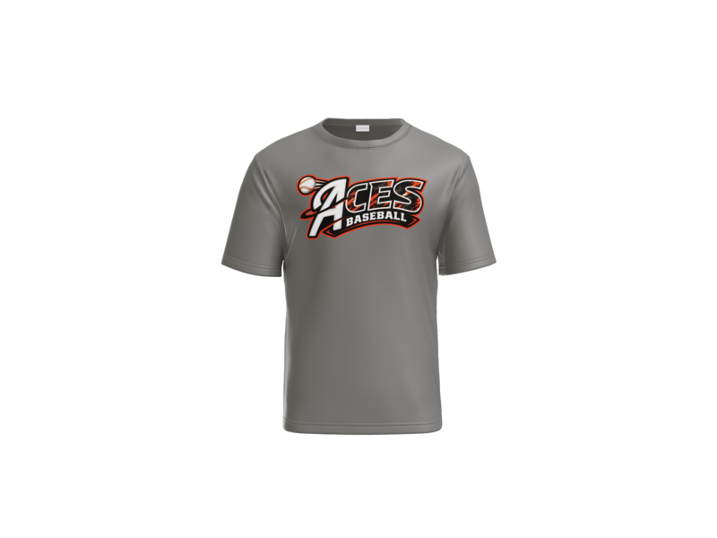 Aces Baseball Distressed Performance Tee - Grey Concrete