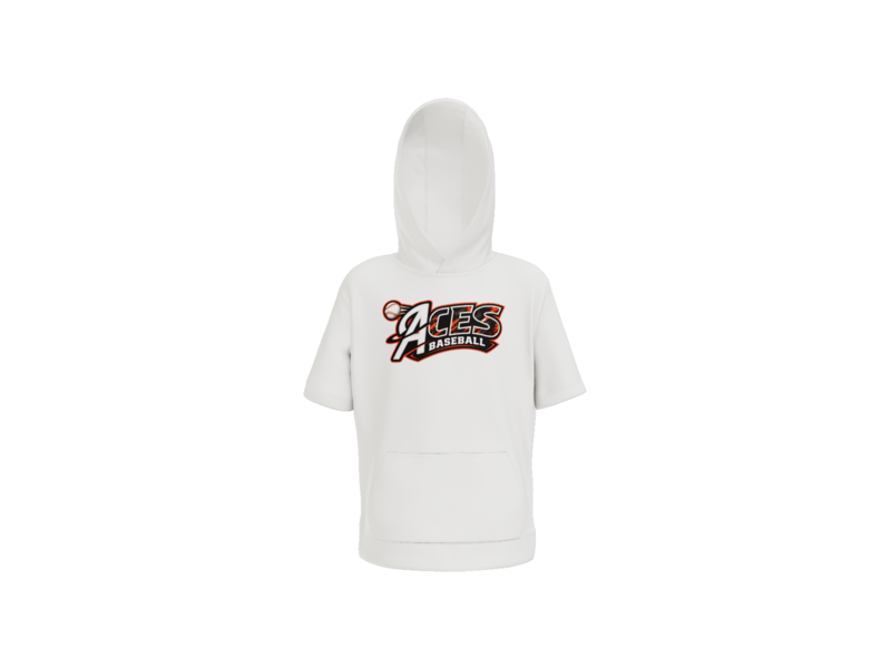 Aces Baseball Distressed Youth Short Sleeve Performance Hoodie - White