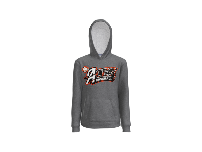 Aces Baseball Distressed Youth Pullover Hoodie - Graphite Heather