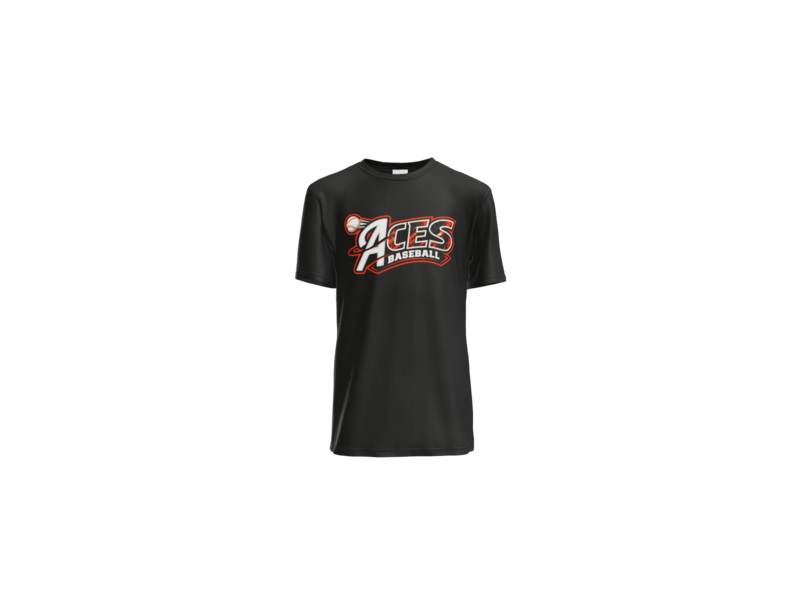 Aces Baseball Distressed Youth Performance Tee - Black