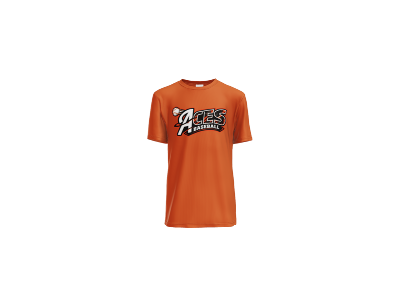 Aces Baseball Distressed Youth Performance Tee - Deep Orange