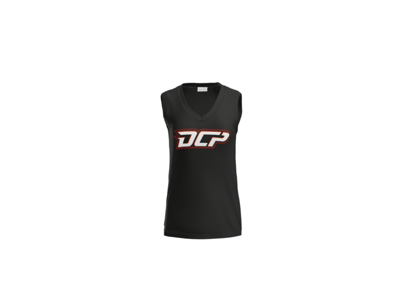 DCP Logo Women's Sleeveless V-Neck Performance Tee - Black