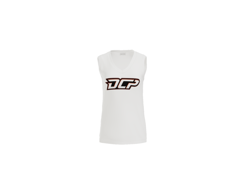 DCP Logo Women's Sleeveless V-Neck Performance Tee - White