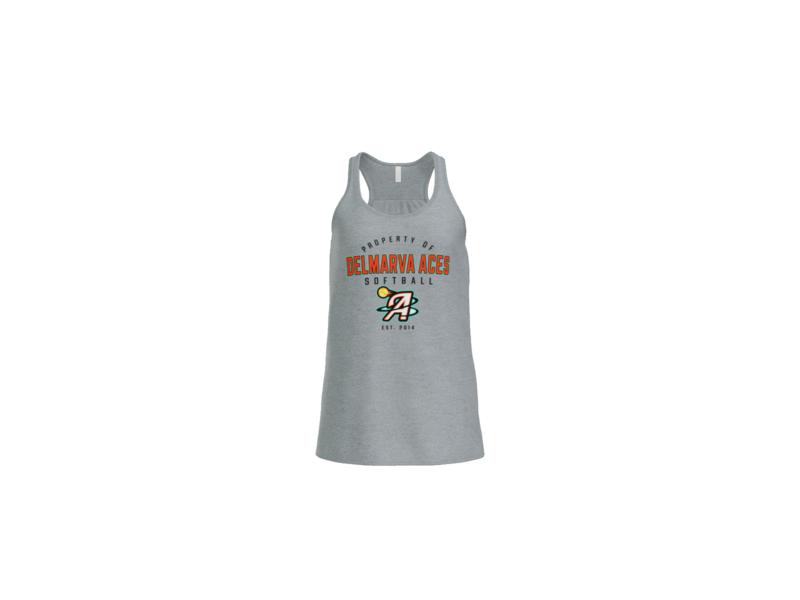 Property Of Delmarva Aces Softball Women's Flowy Racerback Tank - Athletic Heather