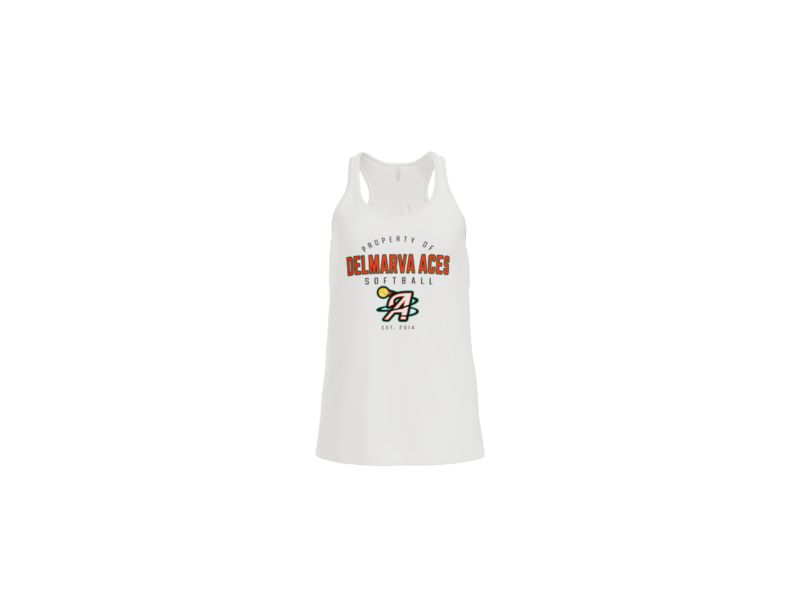 Property Of Delmarva Aces Softball Women's Flowy Racerback Tank - White