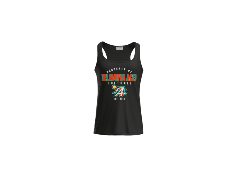 Property Of Delmarva Aces Softball Women's Racerback Performance Tank - Black