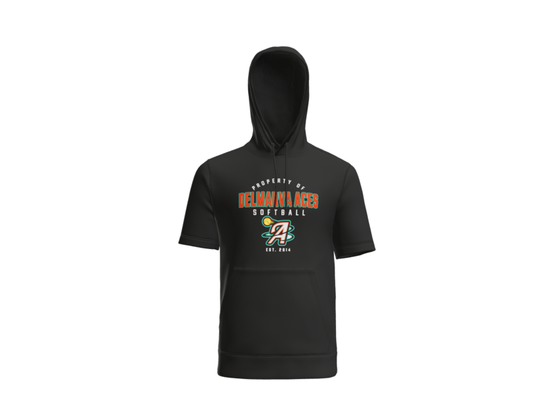 Property Of Delmarva Aces Softball Short Sleeve Performance Hoodie - Black