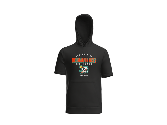 Property Of Delmarva Aces Softball Short Sleeve Performance Hoodie - Black