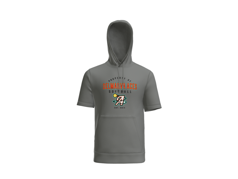 Property Of Delmarva Aces Softball Short Sleeve Performance Hoodie - Dark Smoke Grey