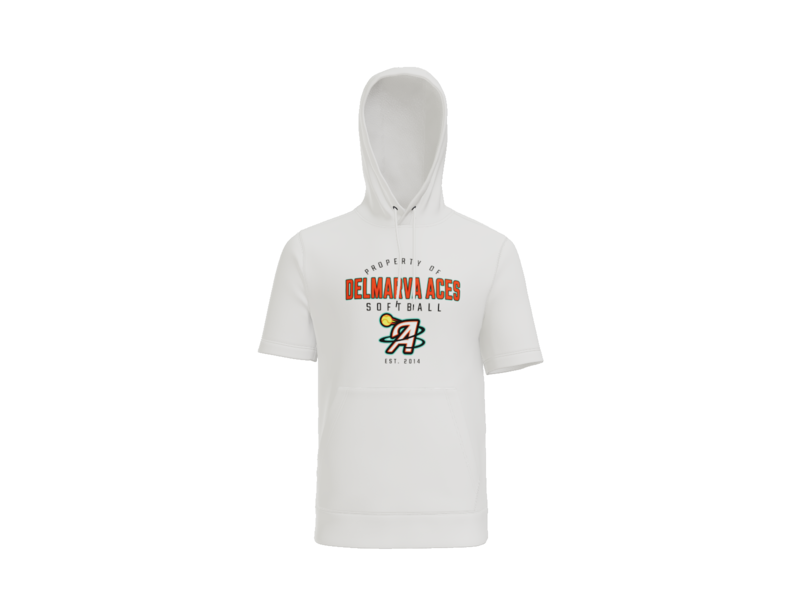 Property Of Delmarva Aces Softball Short Sleeve Performance Hoodie - White