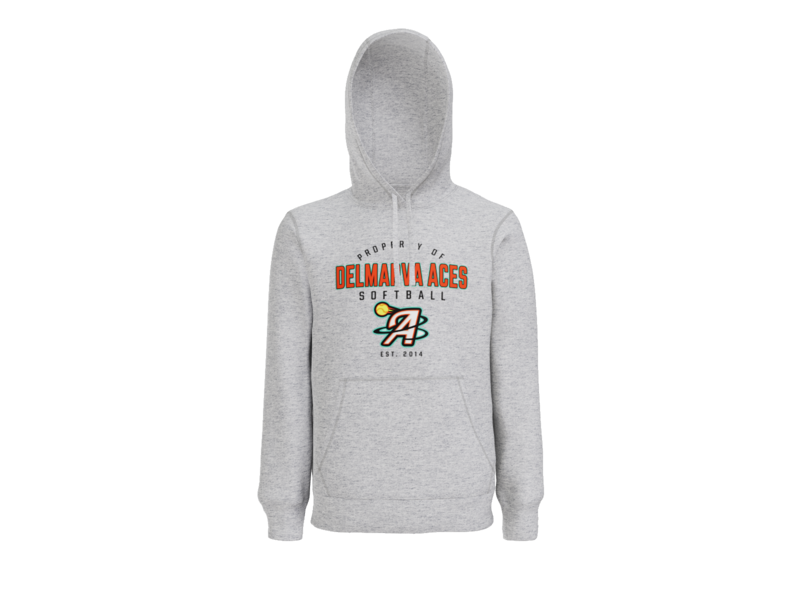 Property Of Delmarva Aces Softball Pullover Hoodie - Athletic Heather