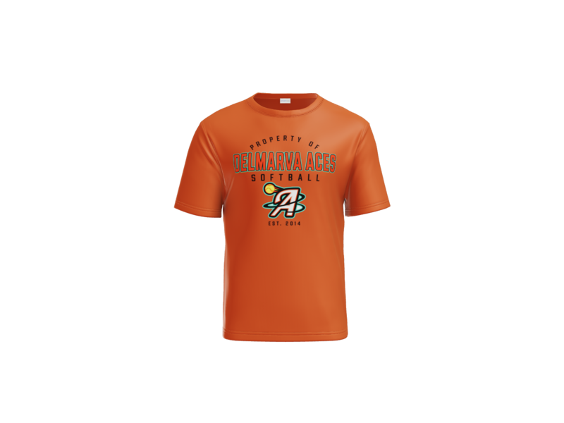 Property Of Delmarva Aces Softball Performance Tee - Deep Orange
