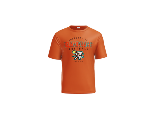 Property Of Delmarva Aces Softball Performance Tee - Deep Orange
