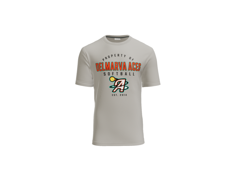 Property Of Delmarva Aces Softball Cotton Touch Performance Tee - Silver