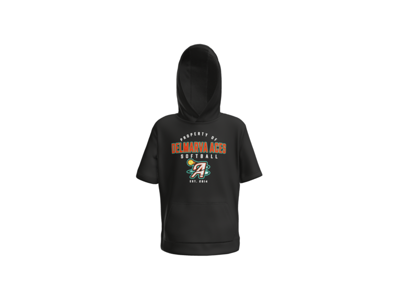 Property Of Delmarva Aces Softball Youth Short Sleeve Performance Hoodie - Black