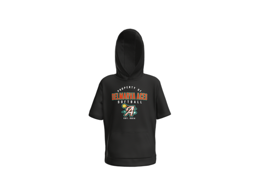 Property Of Delmarva Aces Softball Youth Short Sleeve Performance Hoodie - Black