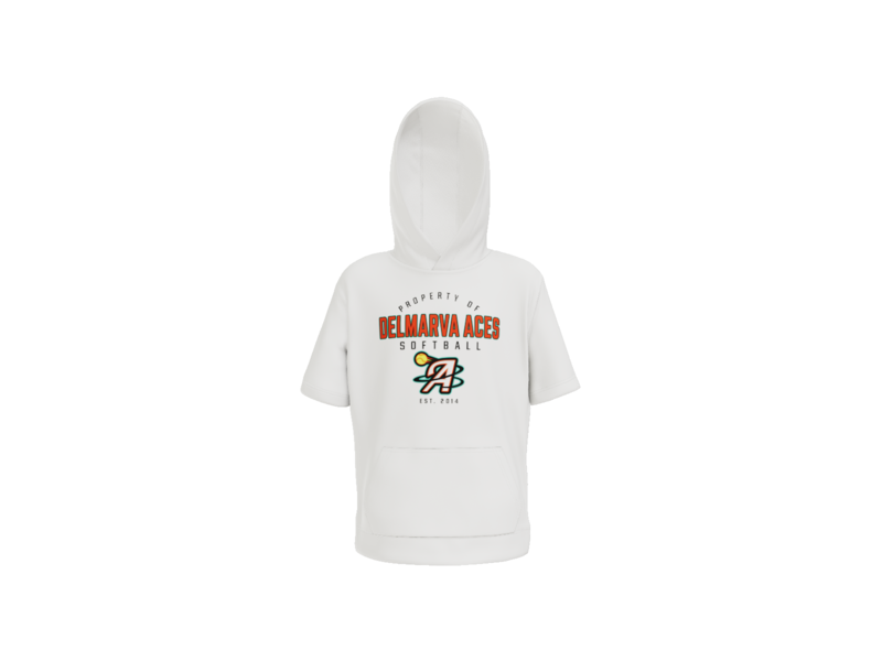 Property Of Delmarva Aces Softball Youth Short Sleeve Performance Hoodie - White