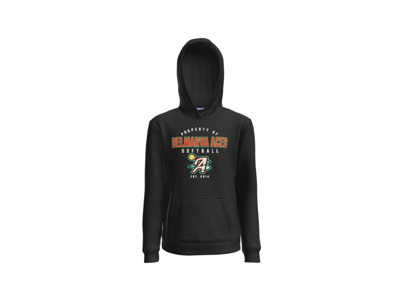 Property Of Delmarva Aces Softball Youth Pullover Hoodie - Black