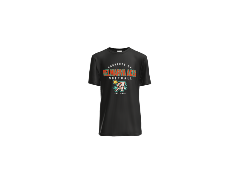 Property Of Delmarva Aces Softball Youth Performance Tee - Black