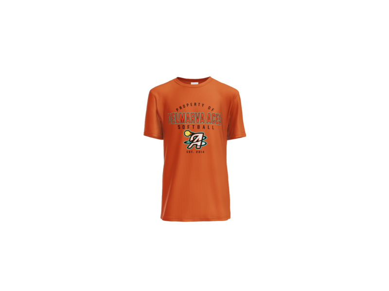 Property Of Delmarva Aces Softball Youth Performance Tee - Deep Orange