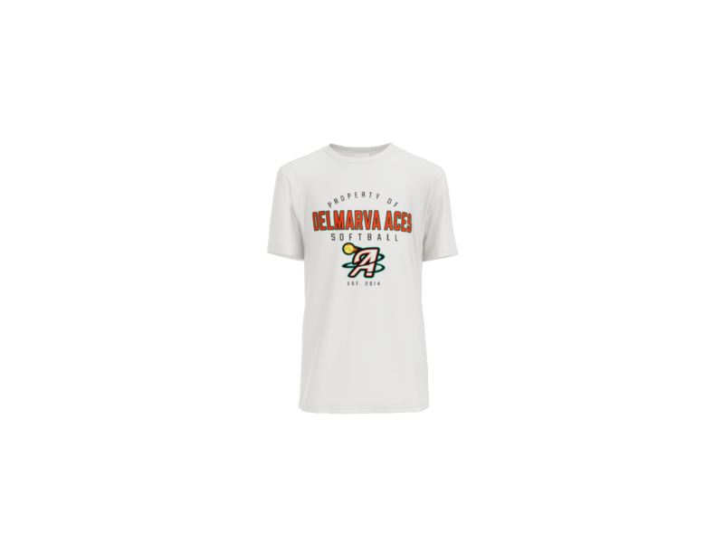 Property Of Delmarva Aces Softball Youth Performance Tee - White