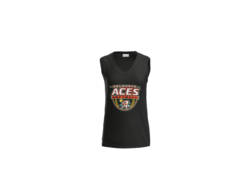 Delmarva Aces Softball Women's Sleeveless V-Neck Performance Tee - Black
