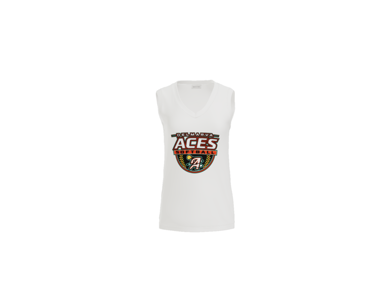 Delmarva Aces Softball Women's Sleeveless V-Neck Performance Tee - White
