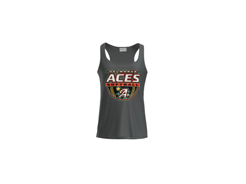 Delmarva Aces Softball Women's Racerback Performance Tank - Iron Grey