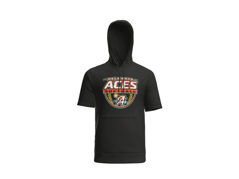 Delmarva Aces Softball Short Sleeve Performance Hoodie - Black