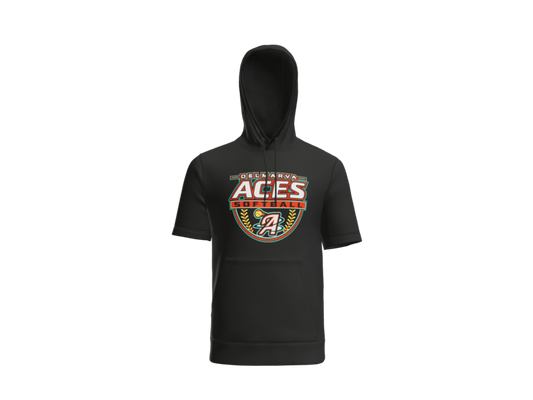 Delmarva Aces Softball Short Sleeve Performance Hoodie - Black