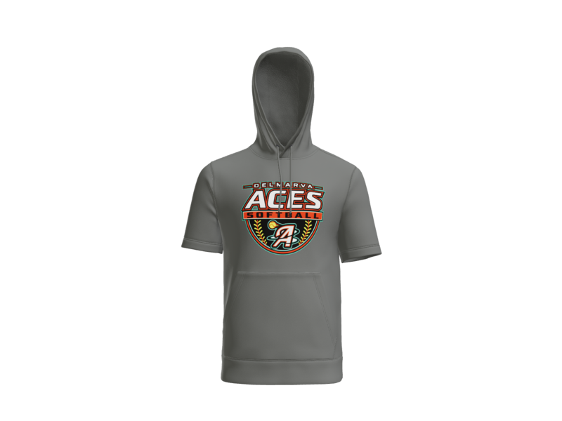 Delmarva Aces Softball Short Sleeve Performance Hoodie - Dark Smoke Grey