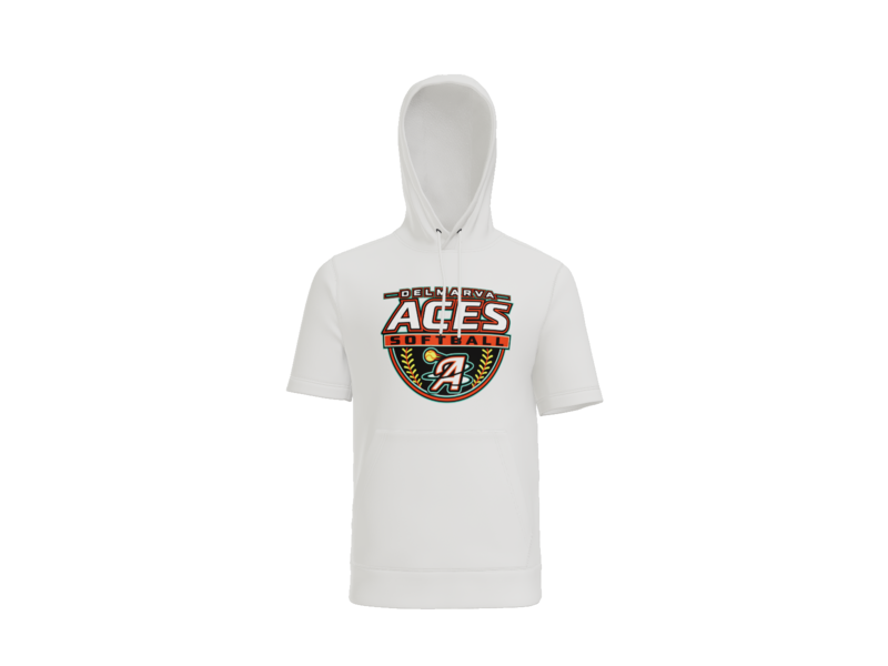 Delmarva Aces Softball Short Sleeve Performance Hoodie - White